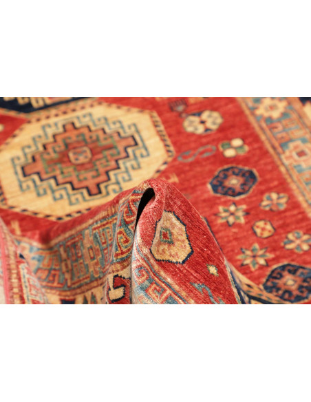Tappeto Kazak Fine Pakistan 136x189 Rosso Matto