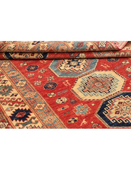 Tappeto Kazak Fine Pakistan 136x189 Rosso Matto