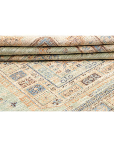 Rug Kazak Fine Pakistan 196x252 Aquamarine Beig