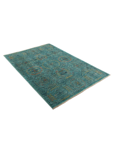 Rug Mamlouk Pakistan 124x187 Teal Antique Gold