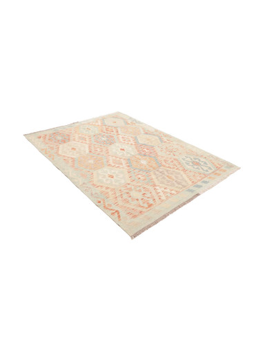Rug Killim 152x200 Soft Blue And Coral Pink