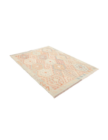 Rug Killim 152x200 Soft Blue And Coral Pink
