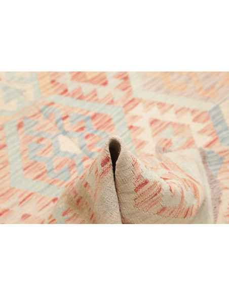 Rug Killim 152x200 Soft Blue And Coral Pink
