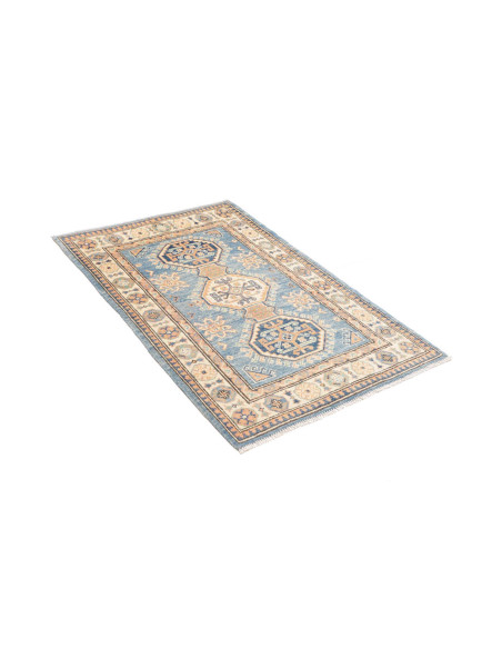 Tappeto Kazak Co Afgahnistan 82x126 Blu E Beige