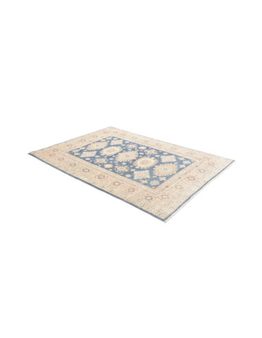 Rug Kazak Co 148x203 Ocean Blue With Cream Peac