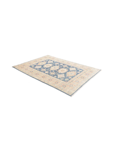 Rug Kazak Co 148x203 Ocean Blue With Cream Peac