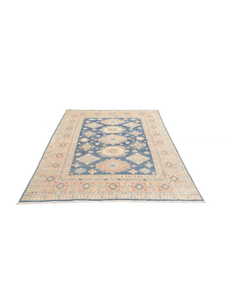 Rug Kazak Co 148x203 Ocean Blue With Cream Peac