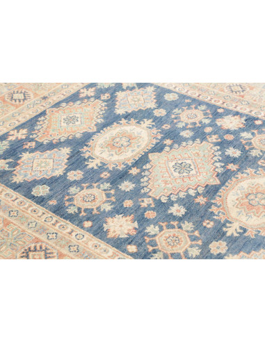 Rug Kazak Co 148x203 Ocean Blue With Cream Peac