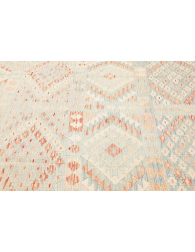 Rug Killim 242x367 Light Aqua And Pale Coral