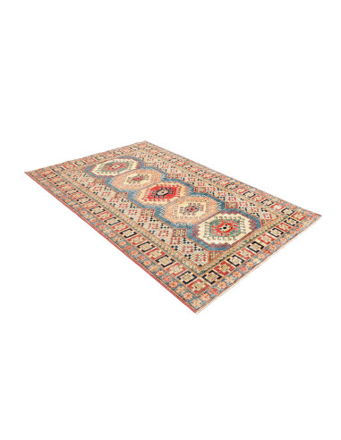Rug Kazak Fine Pakistan 146x205 Cream Beige Blu