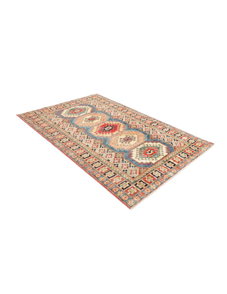 Rug Kazak Fine Pakistan 146x205 Cream Beige Blu
