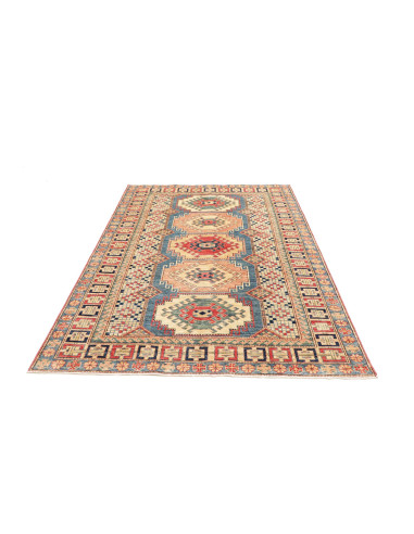 Rug Kazak Fine Pakistan 146x205 Cream Beige Blu