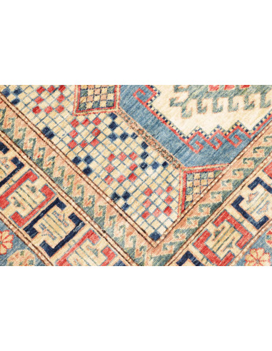 Rug Kazak Fine Pakistan 146x205 Cream Beige Blu