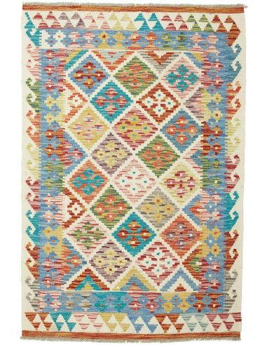 Kilim 100x150 Cm Kilim Afghano Lana Cardata A Mano Cotone