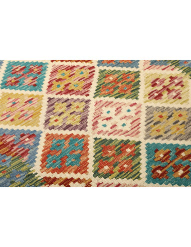 Kilim 100x150 Cm Kilim Afghano Lana Cardata A Mano Cotone