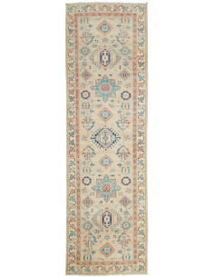 Tappeto Kazak Afghanistan 83x292 Beige Azzurro