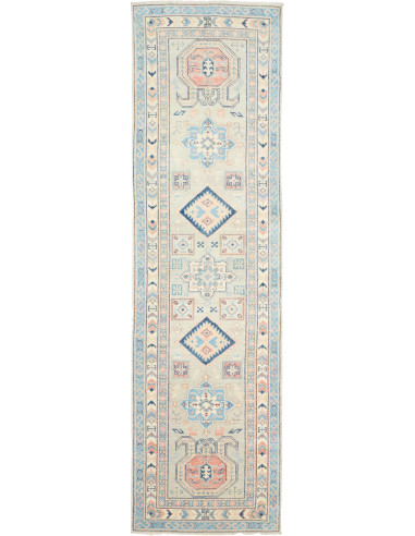 Tappeto Kazak Afghanistan 81x286 Azzurro Tenue