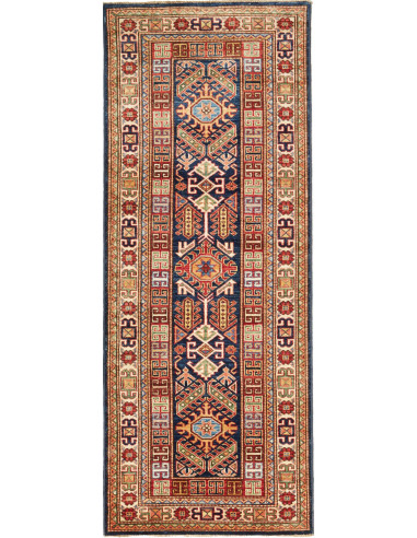 Tappeto Kazak Fine Pakistan 77x200 Blu Rosso