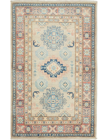 Tappeto Kazak Afghanistan 77x127 Beige Blu