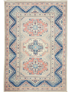 Tappeto Kazak Afghanistan 96x141 Beige Blu Navy