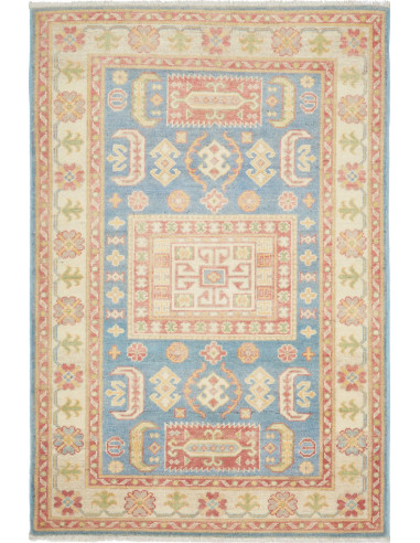Rug Kazak Afghanistan 98x134 Light Blue Cream
