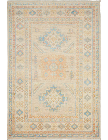 Tappeto Kazak Afghanistan 101x148 Beige Blu Ten