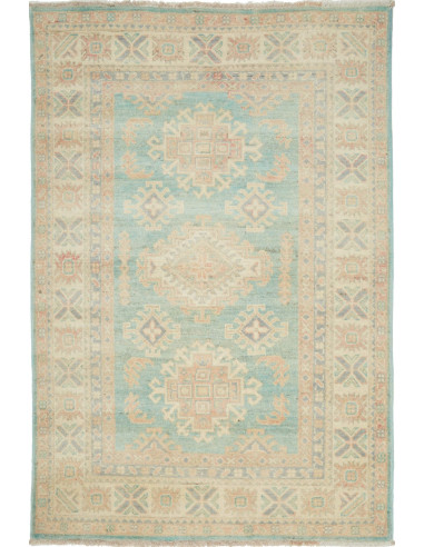 Rug Kazak Afghanistan 103x151 Muted Aqua Cream