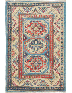 Rug Kazak Afghanistan 61x92 Sky Blue Terracotta