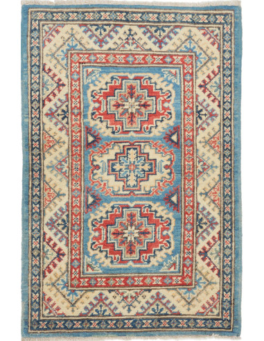 Rug Kazak Afghanistan 61x92 Sky Blue Terracotta