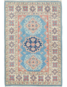 Rug Kazak Afghanistan 62x90 Light Blue Cream