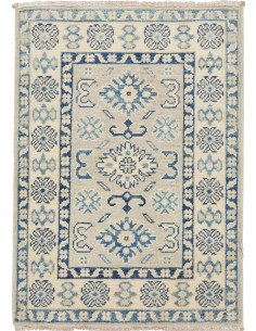 Rug Kazak Afghanistan 66x93 Ivory Indigo Blue