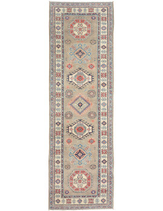Tappeto Kazak Afghanistan 85x291 Tortora Crema