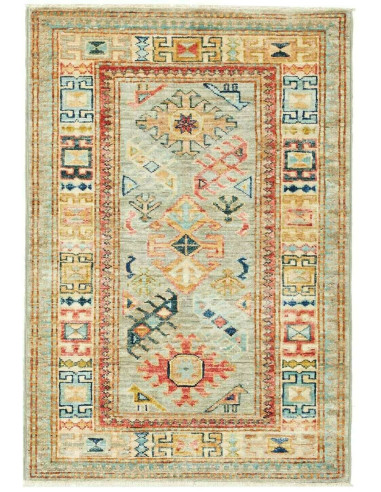 Rug Kazak Fine Pakistan 63x93 Grey-blue Ochre