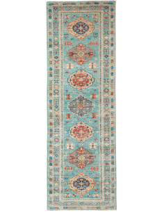 Tappeto Kazak Fine Pakistan 82x250 Turchese Di