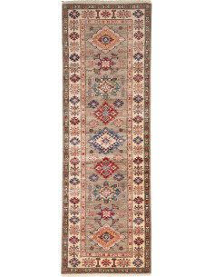 Rug Kazak Fine Pakistan 82x257 Sage Green Red