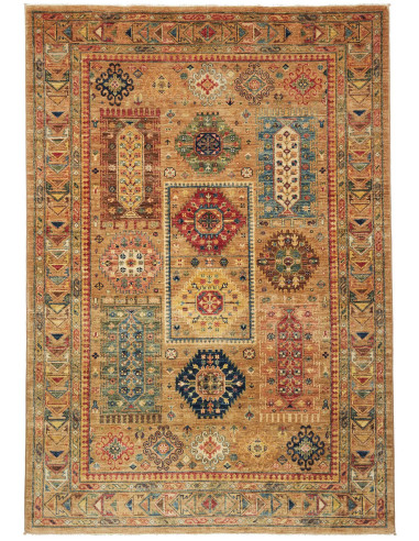 Tappeto Tribal Pakistan 146x211 Ocra Rosso Bord