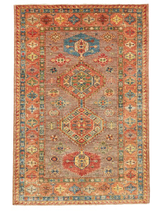 Tappeto Kazak Fine Pakistan 124x186 Marrone Ter