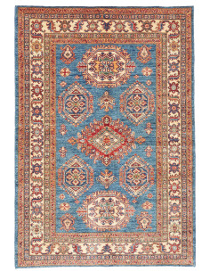 Rug Kazak Fine Pakistan 118x171 Teal Blue Cream