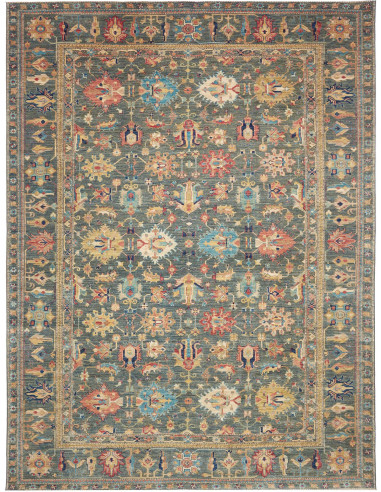 Rug Kazak Fine Pakistan 279x370 Teal Ochre