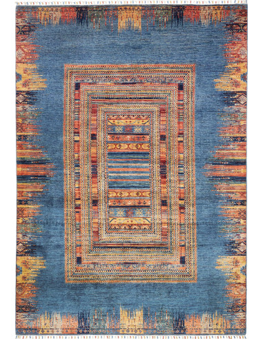 Rug Siva Pakistan 206x295 Denim Blue Orange