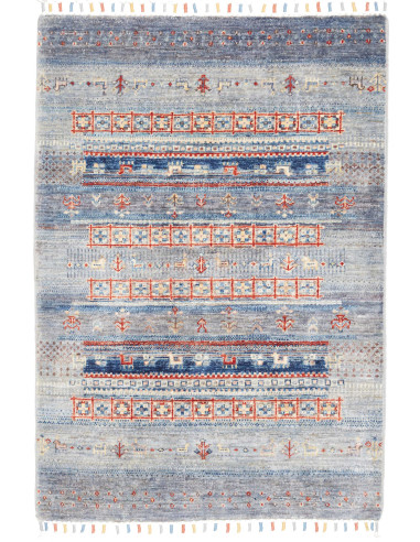 Tappeto Siva Pakistan 81x117 Blu-grigio Indaco
