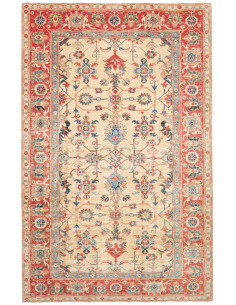 Tappeto Kazak Fine Pakistan 200x314 Beige Rosso
