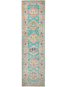 Tappeto Kazak Fine Pakistan 79x296 Turchese Bei