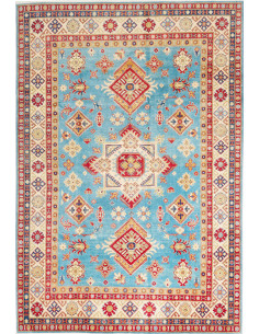 Rug Kazak Afghanistan 198x293 Turquoise Red