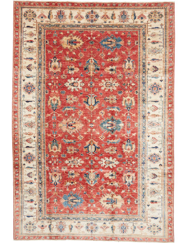 Tappeto Kazak Fine Pakistan 206x304 Rosso Crema