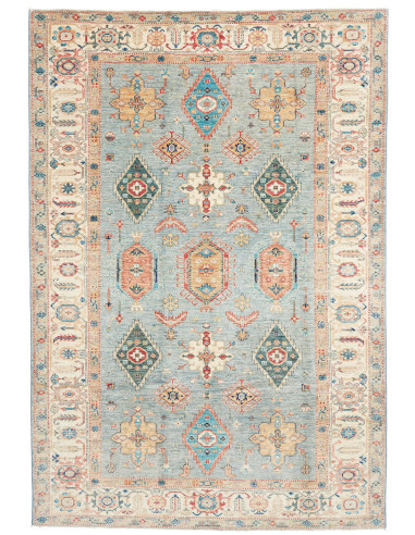 Rug Kazak Fine Pakistan 208x303 Aqua Beige