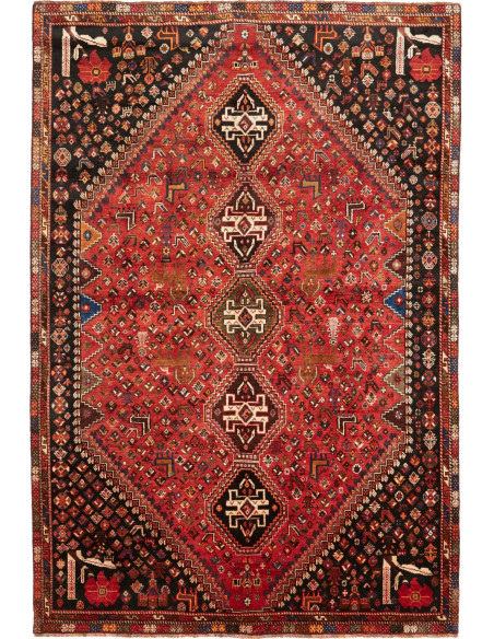 Rug Shiraz Persia maroon yellow 163x285