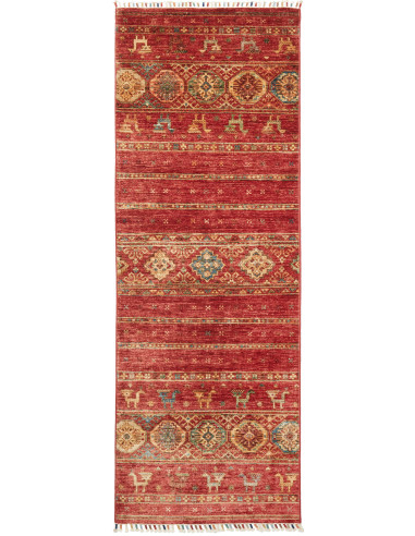 Tappeto Rubin Pakistan 75x209 Rosso Intenso Oro