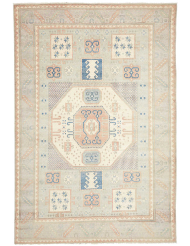 Tappeto Kazak Afghanistan 206x302 Verde Salvia