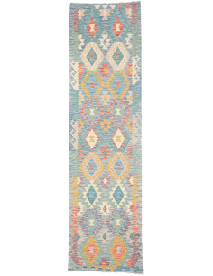 Rug Kilim Afghanistan 76x281 Turquoise Blue Bei